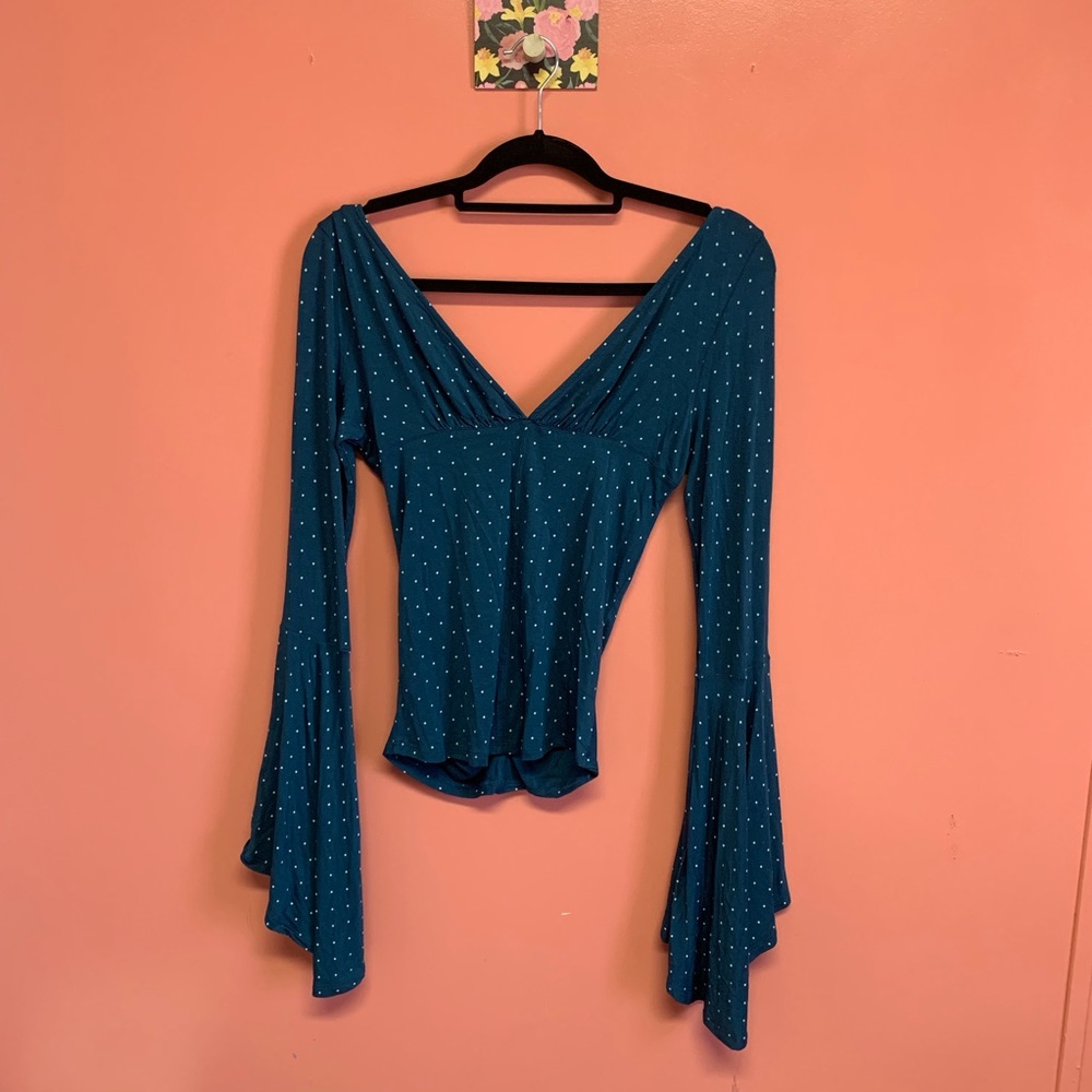 Free People what a babe bell sleeves polka dot top - Picture 6 of 6